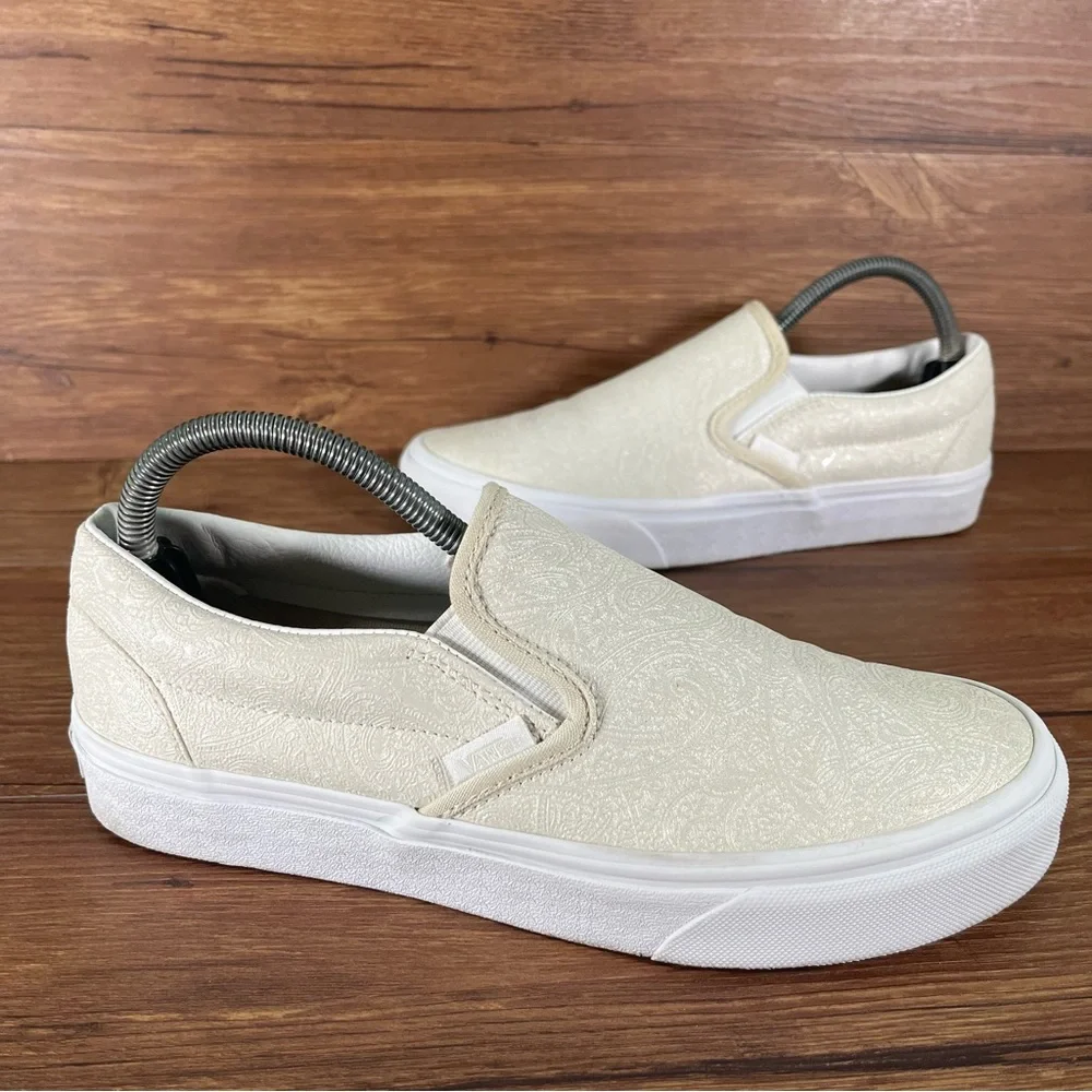 VANS Paisley Tan Leather Slip-On Shoes Sneakers Women’s Size 8.5 - Picture 11 of 11